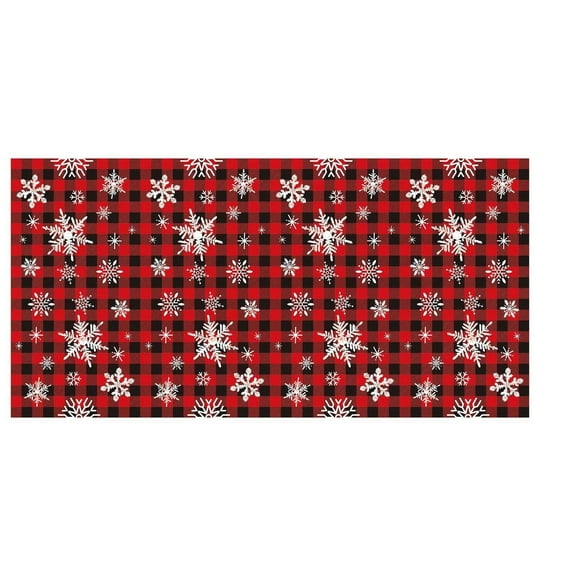 pdqouc Classic Red Plaid Snowflake Christmas Tablecloth — Winter & New Year Decor for Indoor Dining Home Party Xmas Decorations 54 x 108 Inch Red