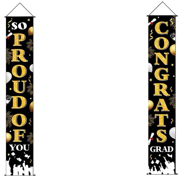 pdqouc Clearance 2023 Graduation Banners Hanging Flags Porch Sign Class of 2023 & Congrats Grad Banner 2023 Graduation Decorations Party Supplies for Indoor/Outdoor Home Door Decoration