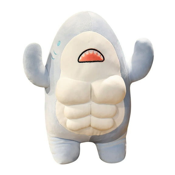 pdqouc Clearance Cute Muscle Shark Doll Plush Pillow Doll Christmas Gift 1PCS Cute 3D Muscle Shark Plush Toy,Soft Stuffed Shark Animal Dolls Kawaii Shark Hugging Pillow for Kids Xmas Birthday