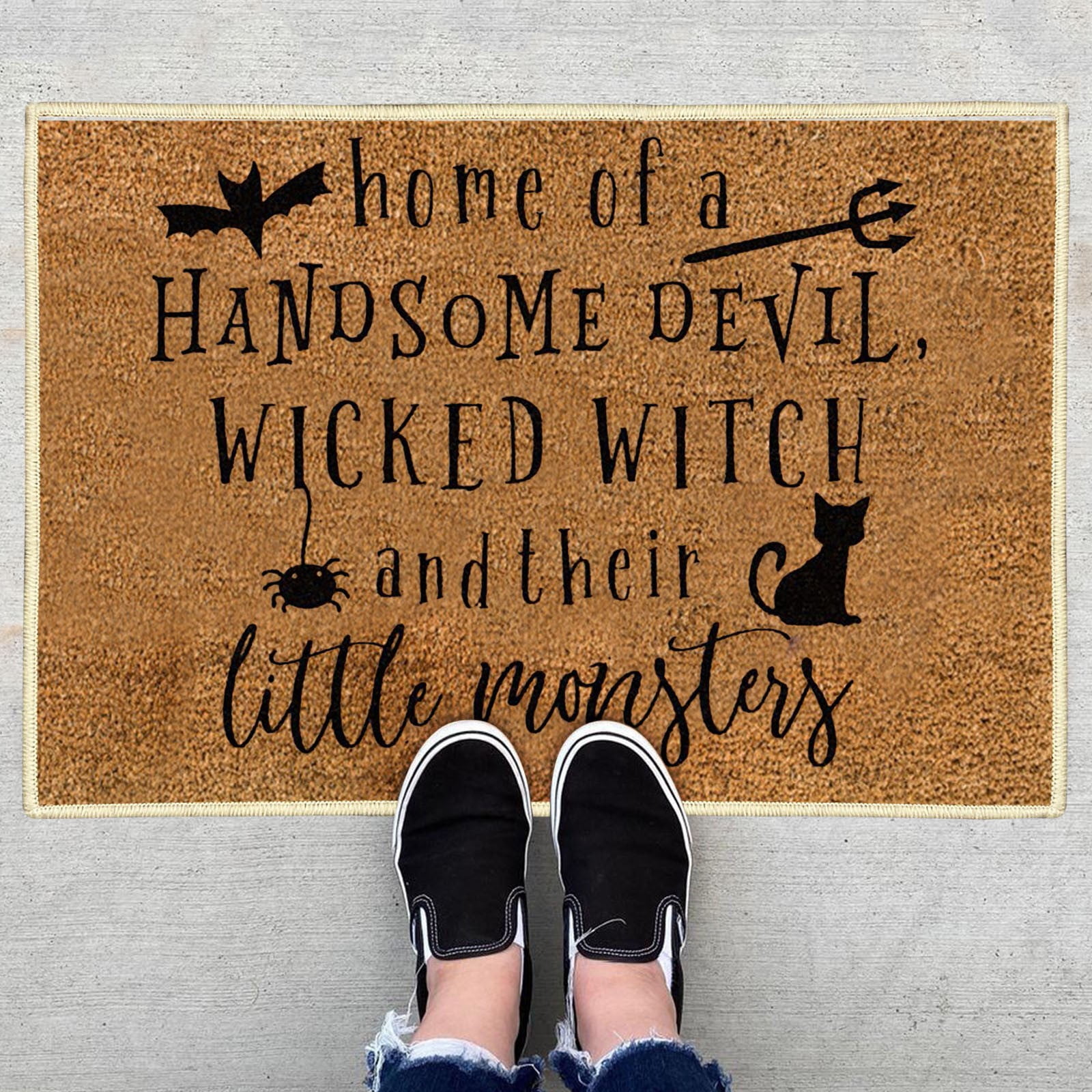 pdqouc Clearance Funny Letter Prints Doormat Decor Halloween Blanket Decor Fall Winter Floor Mats Personalized Front Door Home Decorations