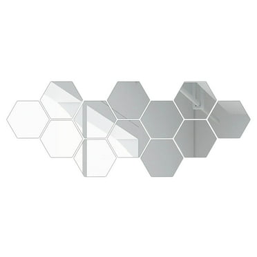 pdqouc Clearance Mirror Wall Stickers, 12PCS Hexagon Mirror Art DIY Home Decorative Hexagonal Acrylic Wall Sheet Plastic Tiles Home Living Room Bedroom Sofa TV Background Wall Decal Decoration