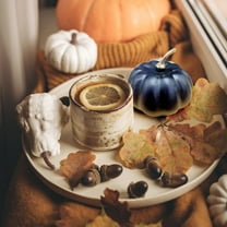 pdqouc Clearance Pumpkin Decor Set, Plastic Pumpkins Fall Leaves Fall Decor Halloween Decorations Indoor Thanksgiving Table Decor, Fall Decorations for Home, Orange Mini Artificial Foam Pumpkins Decor