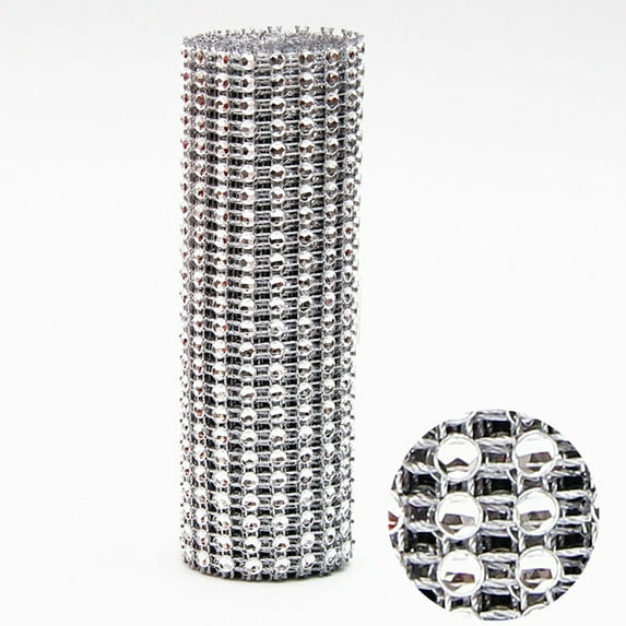 pdqouc Clearance Super Sparkling Rhinestone Mesh Ribbon for Event Decorations, Wedding Cake, Birthdays, Baby Shower, Arts & Crafts, 24 Row, 1 Roll