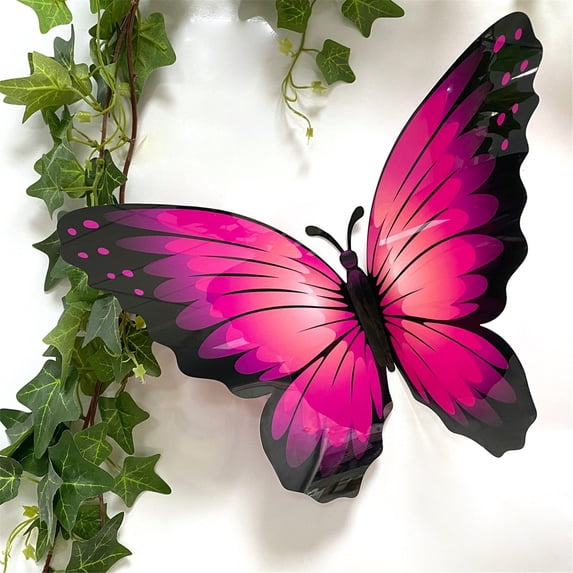 pdqouc Colorful Red 3D Butterfly Sticker Stylish Large Size Butterfly Wall Stickers Living Room Bedroom Decorative Wall Stickers Self Adhesive Stickers