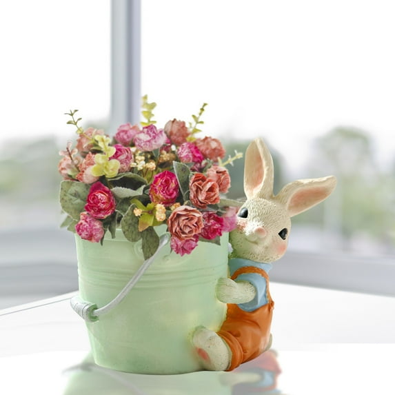 pdqouc Creative Garden Rabbit Animal Meaty Flower Pot Resin Potted Balcony Garden Outdoor Creative Platter Cute Bunny Flower Pots for Indoor&Outdoor Decoration