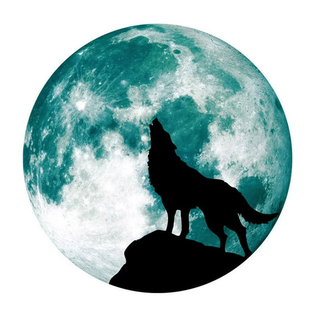 pdqouc Creative Luminous Moon Wall Stickers Halloween Decoration Stickers Luminous Wolf Cute Gymnastics Stuff for Your Room Wall Decals for Boys Rooms Decorations Boys Wall Decals for Bedroom