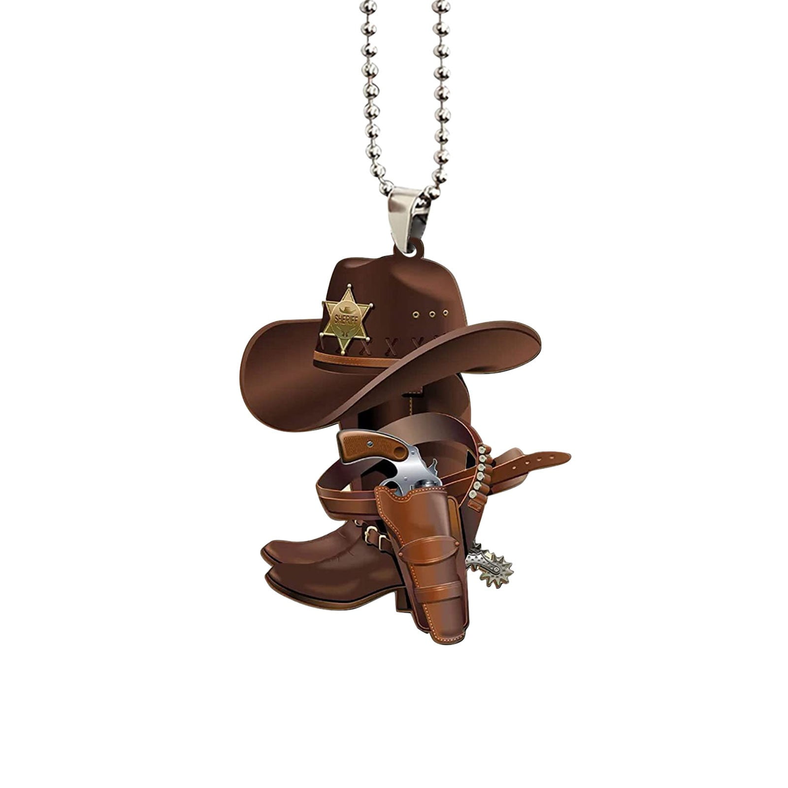 pdqouc Creative Saddle Cowboy Ornament Acrylic Cowboy Gifts Cowboy Boots Hat Car Rear View Ornaments Christmas Tree Hanging Owgirl Pendant Ornament