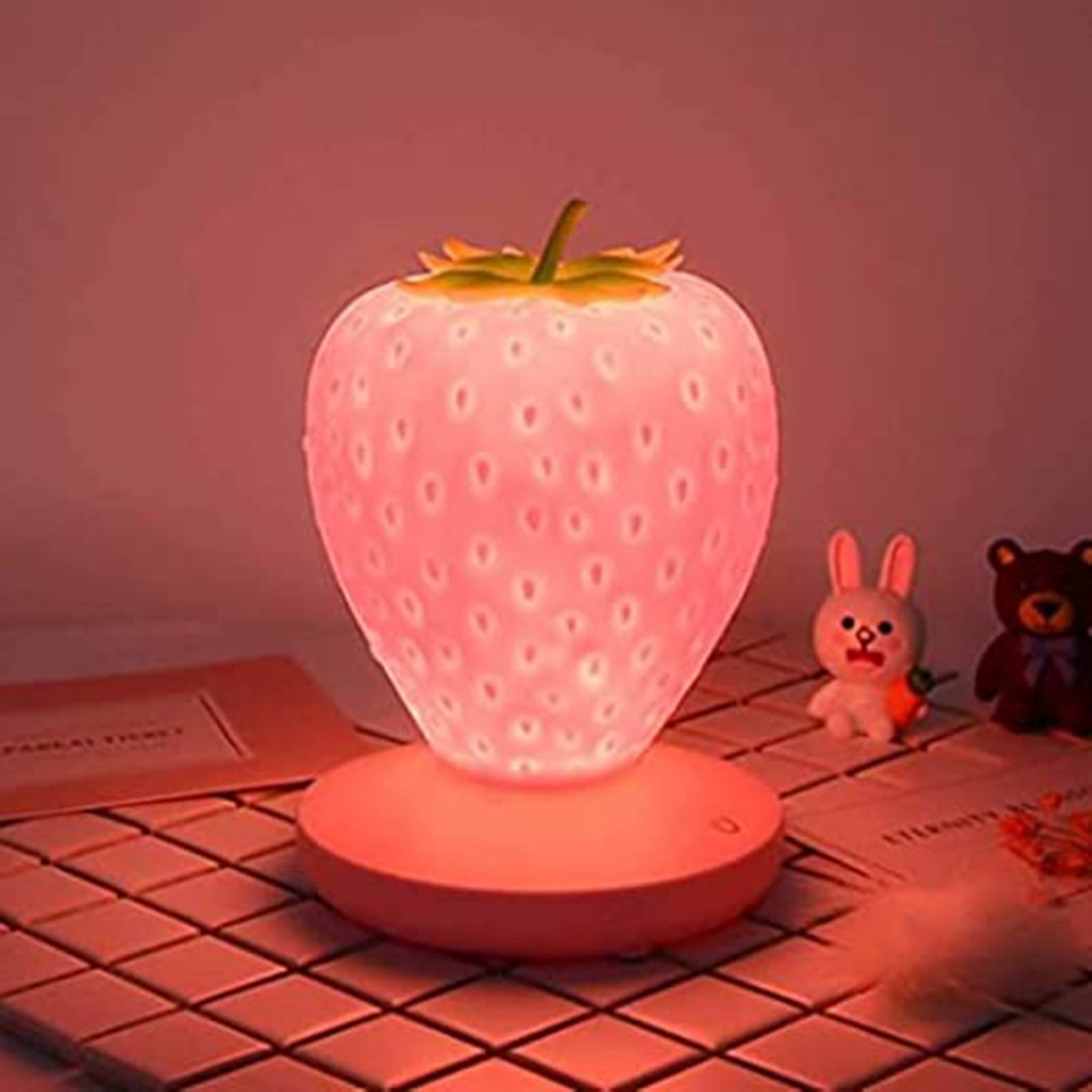 pdqouc Creative Strawberry Lamp Nursery LED Cute Kids Night Light Children's Bedside light Birthday Wedding Gifts for Girls Women Bedroom Lights Decor