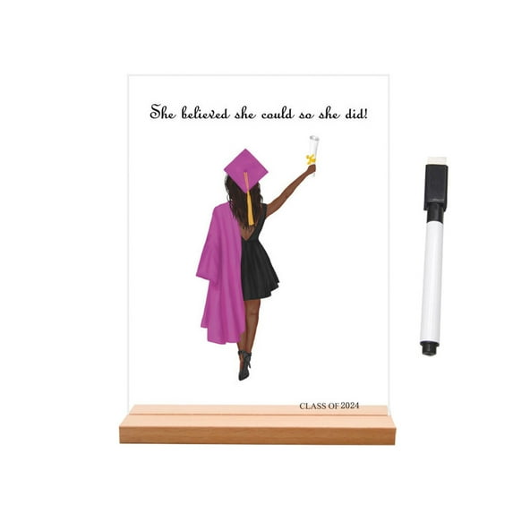 pdqouc Custom Acrylic Plate for Graduation Graduation Gifts 2024 Personalized Graduation Gifts for Her Him Erasable DIY Transparent Desktop Decoration Ornaments