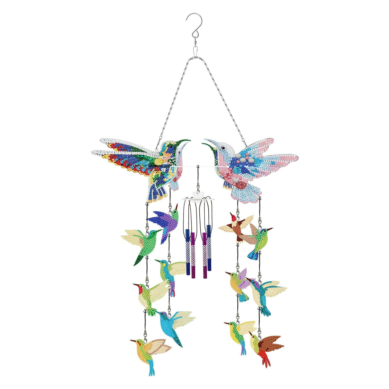 pdqouc DIY Dotted Diamond Art Painting Wind Chime Kit Three Dreamy Sun Catchers Diamonds Dot Paintings Hanging Ornaments for Spring Home Garden