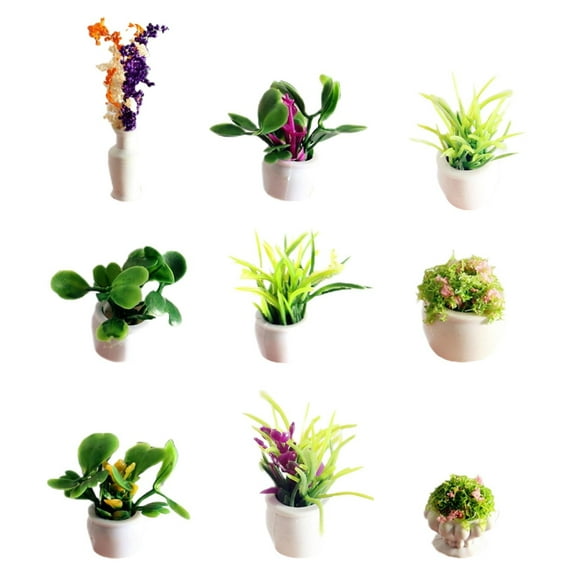 pdqouc Dollhouse Plants and Flowers, Miniature Bonsai Plants, Mini Potted Plants, Models Tiny Fake Greenery Ornaments for Dollhouse Home, Office, Wedding Centerpiece Decoration