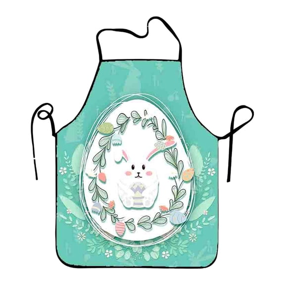 pdqouc Easter Cartoon Rabbit Eggs Easter Polyester Fine Grain Sleeveless Apron Home Smock Multi Function Apron for Adults