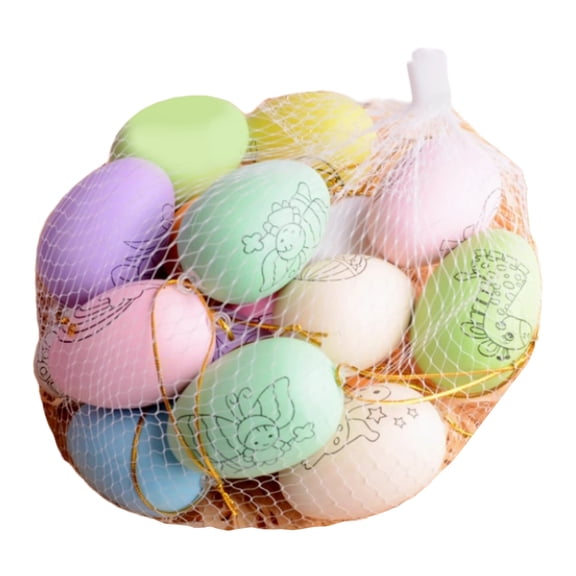 pdqouc Easter DIY Paint Your Own Eggs Kit, Pre Patterned Paintable Easter Eggs for Kids, Reusable Coloring Craft Eggs in Mesh Bag for Easter Egg Basket Fillers and Holiday Decor, 5ml Paint