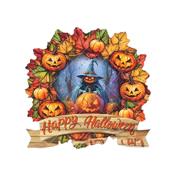 pdqouc Fall Decoration Fall Wreaths for Front Door Wooden Welcome Maple Pumpkin Door Sign Ornament Wood Farmhouse Wooden Hanging for Autumn Home Halloween Decoration