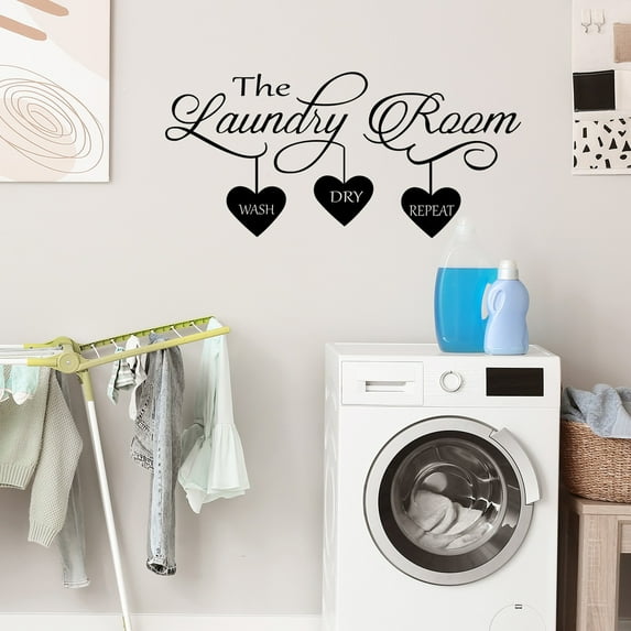 pdqouc Fashion Creative Laundry Bathroom Wall Decorative Stylish English Slogan Wall Stickers Home Room Letter Sign with Heart Can Be Removed
