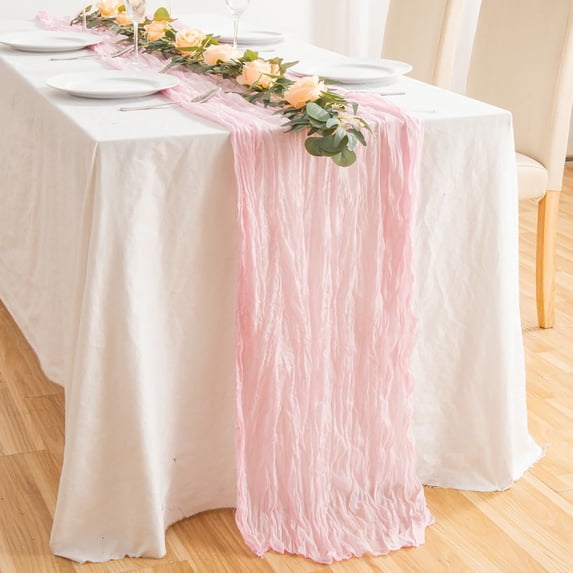 pdqouc Fashion Party Cheesecloth Table Runner 35x118 Inch Fabric Boho Wedding Tablecloth Decor for Indoor Outdoor Atmosphere Decorations for Home Garden