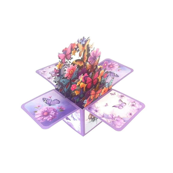 pdqouc Fresh Cut Paper Up Card 3D Colorful Butterfly Paper Bouquet Greeting Card Forever Bouquet 3D Up Greeting Card Birthday Up Card Gift Graduation Gift Autumn Home Office Holiday Party Decor