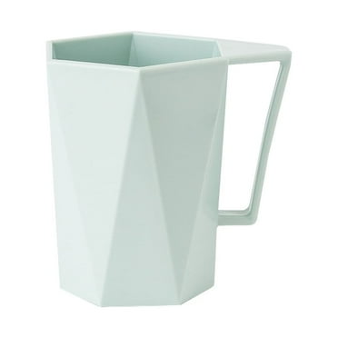 pdqouc Geometry Design Plastic Coffee Cups Reusable Plastic Cup Mug with Handle Lightweight Microwavable Dishwasher Safe Un*breakable Camping Coffee Mugs for Tea Milk Water Juice Tea