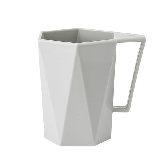 pdqouc Geometry Design Plastic Coffee Cups Reusable Plastic Cup Mug with Handle Lightweight Microwavable Dishwasher Safe Un*breakable Camping Coffee Mugs for Tea Milk Water Juice Tea