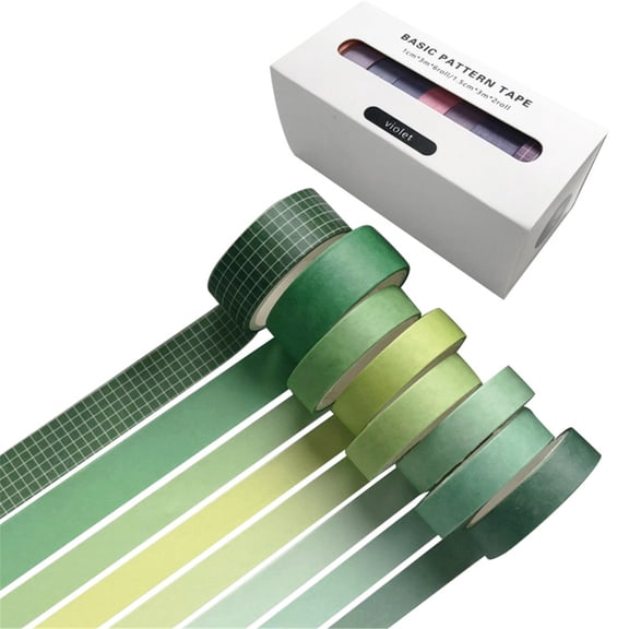 pdqouc Green 8 /Box Washi Tape Adhesive Convenient Solid Colors Decorative Students School Scrapbook Stickers DIY Stationery For Decorating Home School Office Supplies