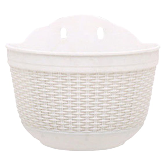 pdqouc Half Round Imitation Rattan Wall Hanging Planter, Semicircular Wall-Mounted Flower Pot, Decorative Hanging Planter for Indoor Outdoor Balcony Fence Garden Home Decor Supplies