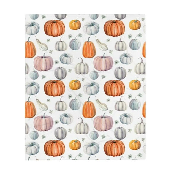 pdqouc Hallo-ween Thanksgiving Pumpkin Maple Leaf Printed Flannel Fall Blanket Decorative Couch Sofa Travel Lap Bed Throw Blanket Household Daily Use Practical Home Textiles Supplies