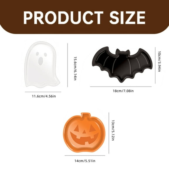 pdqouc Halloween Serving Tray 2024 New Plastic Dessert Pumpkin Bat Candy Snack Halloween Plates Container Halloween Tableware Party Supplies Halloween Party Decor