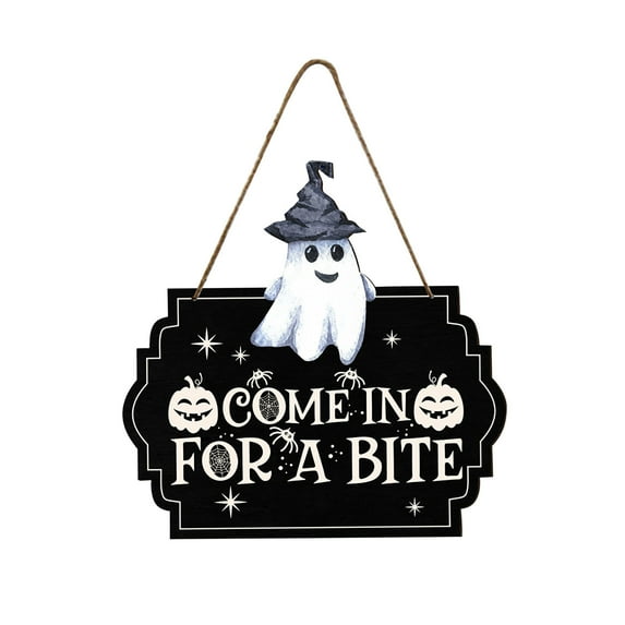 pdqouc Halloween Skeleton Decorations Door Hanger Sign Plastic Welcome Sign with Rope for Spook Party House Door Wall Decorations