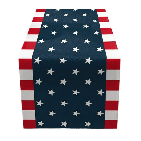 pdqouc Holiday Craft Decoration Independence Day Table Flag Patriotic Stripes Wired Edge Ribbon Printing Customized Satin Flag Tassel Garland Candy Cane Tablecloth Gender