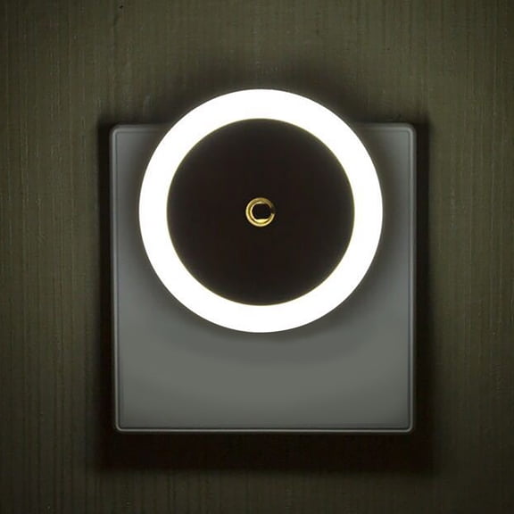pdqouc Home Round Plug-in Intelligent Light Sensor Control LED Night Light Lamp for Bedroom Hallway Creative Bedroom Living Room Lights Decorations