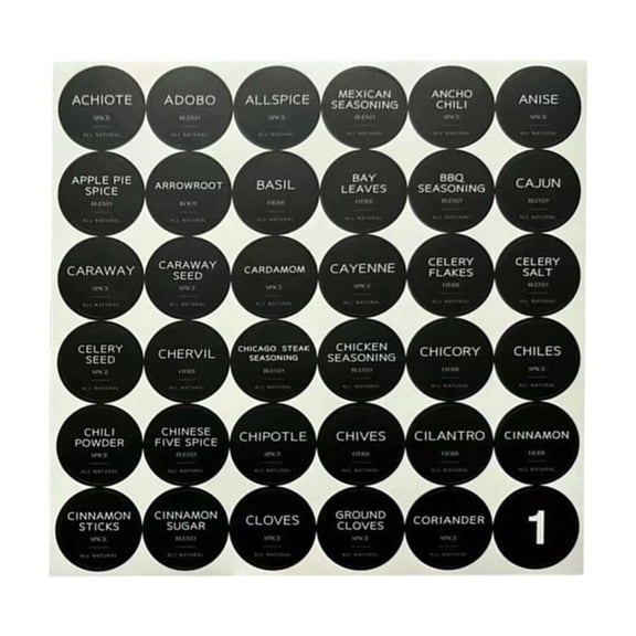pdqouc Kitchen Storage English Label Stickers, for Spice Jars, Herb Containers & Glass Bottles, Ideal for Pantry Organization and Classification