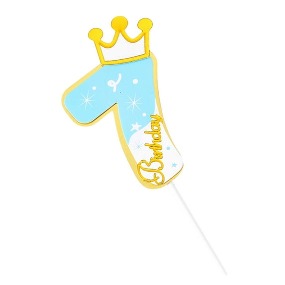 pdqouc Light Blue Happy Birthday Cake Toppers, Glitter Cardboard Star and Heart Happy Birthday Cake Topper for Birthday Party Decorations