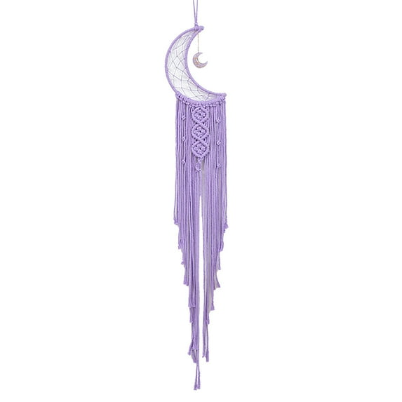 pdqouc Macrame with Light String Boho Moon Star Cotton Thread Woven Tassel Wall Hanging Boho Decor for Living Room Bedroom Wedding Decoration