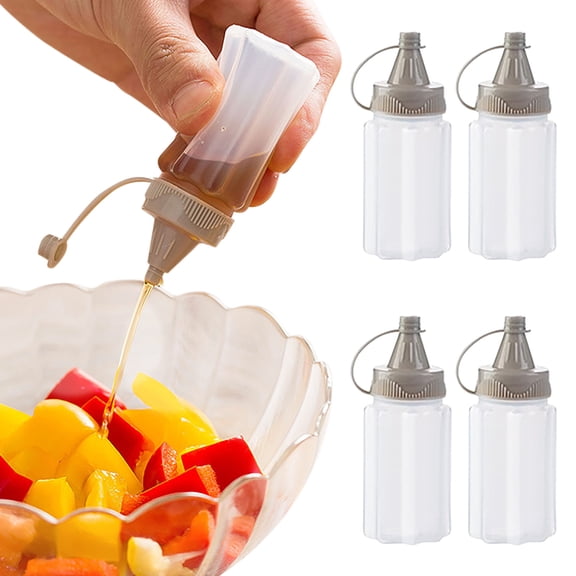 pdqouc 4pcs Plastic Airtight Jar Refrigerator Crisper Box Kitchen Lunch Storage Jar Seasoning Tomato Dressing Portable Container with Lid Picnic BBQ