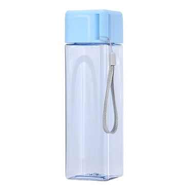 pdqouc Plastic Water Tumblers Reusable Portable Sports Water Bottle Dishwasher and Microwave Simple Square Cube Design Clear Water Bottle with Strap