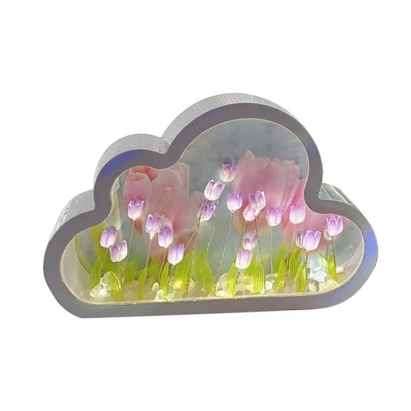 pdqouc Popular DIY Purple Blue Light Night Light Roma-ntic Flower Wall Decoration Off Light Is Mirrores Cute Fashion Christmas Birthday Wedding Gifts Decorations for Women Girls