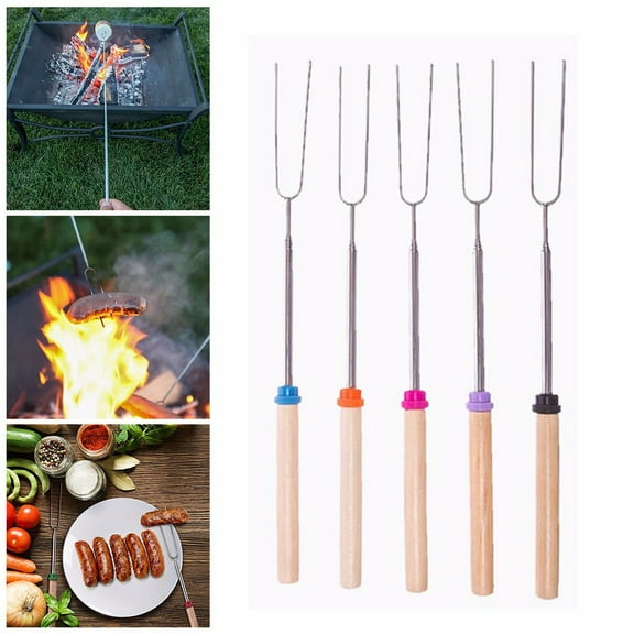 pdqouc Pumice on A Stick Stainless Steel BBQ Ma rshmallow Roasting Sticks Extending Roaster Telescoping Household Barbecue Grill Accessories