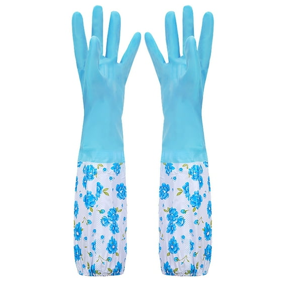 pdqouc Rubber Cleaning Household Flock Gloves Latex Water Proof Medium Dishwashing Gloves Long Kitchen Dining Bar House Cleaning Gifts for Men Women