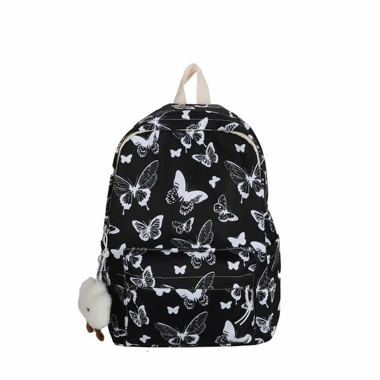 pdqouc School Backpack Cute Butterfly Bookbag School Bag with Cute