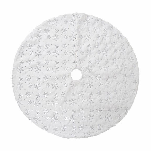 pdqouc Snowlflake Christmas Tree Skirt Large Snowy White Artificial Tree Skirt with Snowy Pattern for Christmas Tree Decor Christmas Party Gifts Decorations