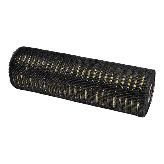 pdqouc Solid Black Metallic Mesh Ribbon Roll with Gold Stripe Decor Classic DIY Floral Craft Gift Box Wrapping Decorative Ribbon Wedding Party Decorative Ribbon Roll
