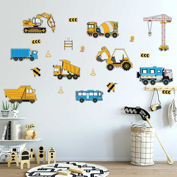 pdqouc Stickers For Kids Easy Peel Stickers Toddlers 6 to 12 Months Construction Vehicle Excavator Wall Stickers for Living Room Bedroom Creative Wall Stickers