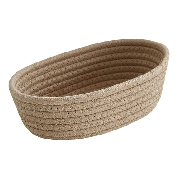pdqouc Stylish Small Woven Baskets Empty Tiny Storage Baskets Mini Cotton Rope Baskets Oval Decorative Hampers Three Size for Home Table Top Organizer