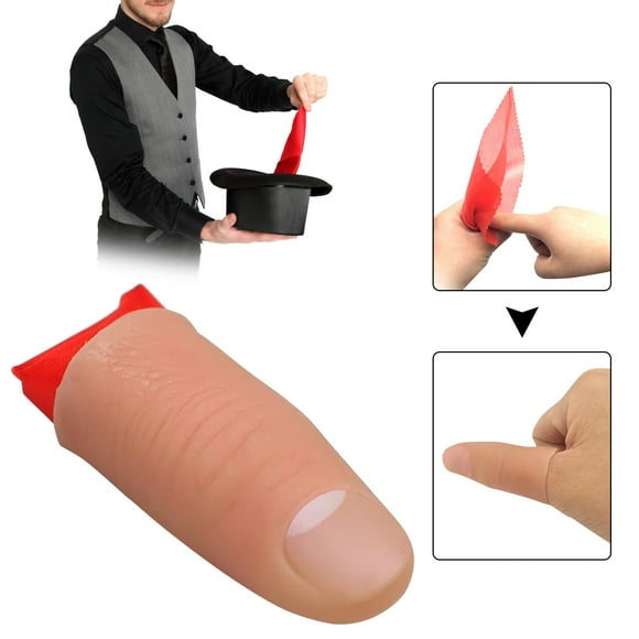 pdqouc Trick Thumb Soft Plastic Thumb Tip 𝐑𝐢𝐜𝐤𝐬 Toy Tool with Red Silk Training Cloth Magician Props for Stage Bar Party Home Shows Cute Cartoon Animal Toys for Little Children Kids Birthday
