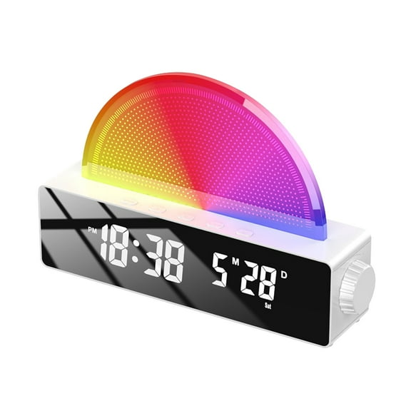 pdqouc Unique Alarm Clock Bedside Powered with Led Night Light Wake Up Sunrise Electric Silent Non Ticking Digital Alarm Clocks for Heavy Sleepers Snooze with Large Display Temperature