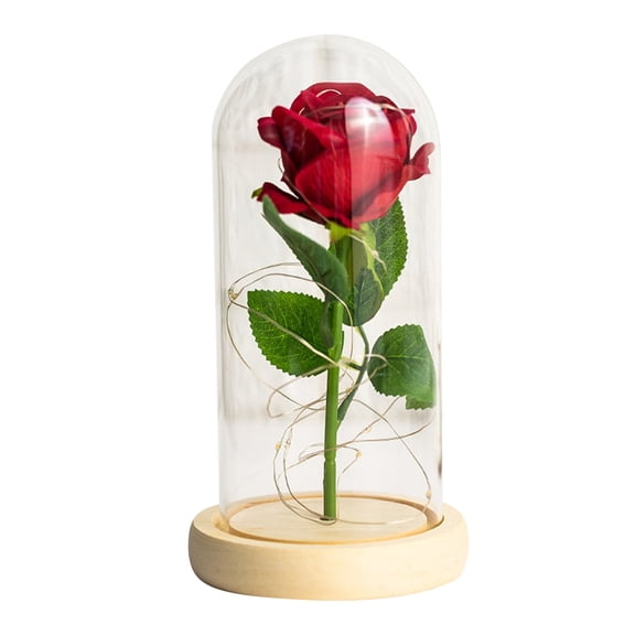pdqouc Valentine's Day Gift LED Glow In The Dark Glass Cover Rose Flower Colorful Led Galaxy Flower Light In Glass Dome Unique Gifts For Valentine's Day Anniversary