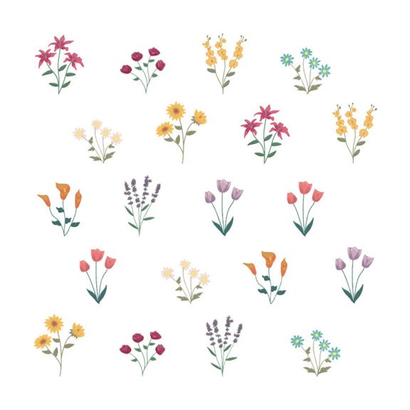 pdqouc Watercolor Style Floral Wall Stickers, Self-Adhesive PVC Decor for Girls’ Bedroom, Nursery, Classroom and Living Room, Fresh Spring Art Decoration