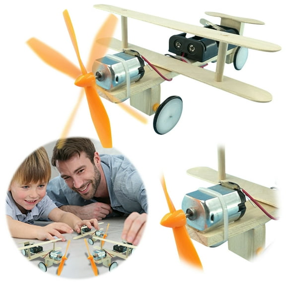 pdqouc Wood STEM Kit Wooden Construction Science Projects Assembly Mechanical Models 3D Building Blocks DIY Educational Toys Electric Taxiing Aircraft Clearance