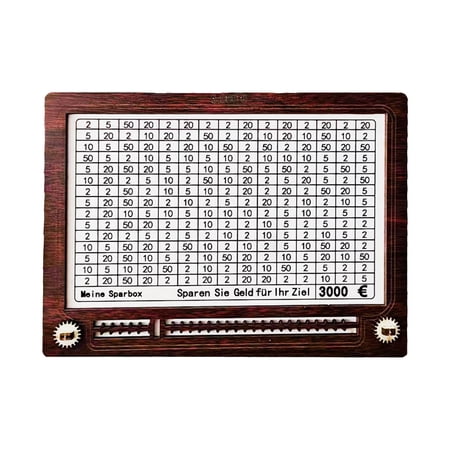 pdqouc Wooden Savings Box Challenge Box Retro Savings Box with Counter Savings Target Children's Savings Box Countdown (1000/2000/3000/5000/10000 EUR)