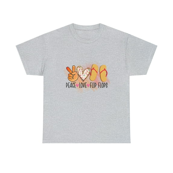 peace love Flip Flops Summer Vibes Beach Unisex Heavy Cotton Tee